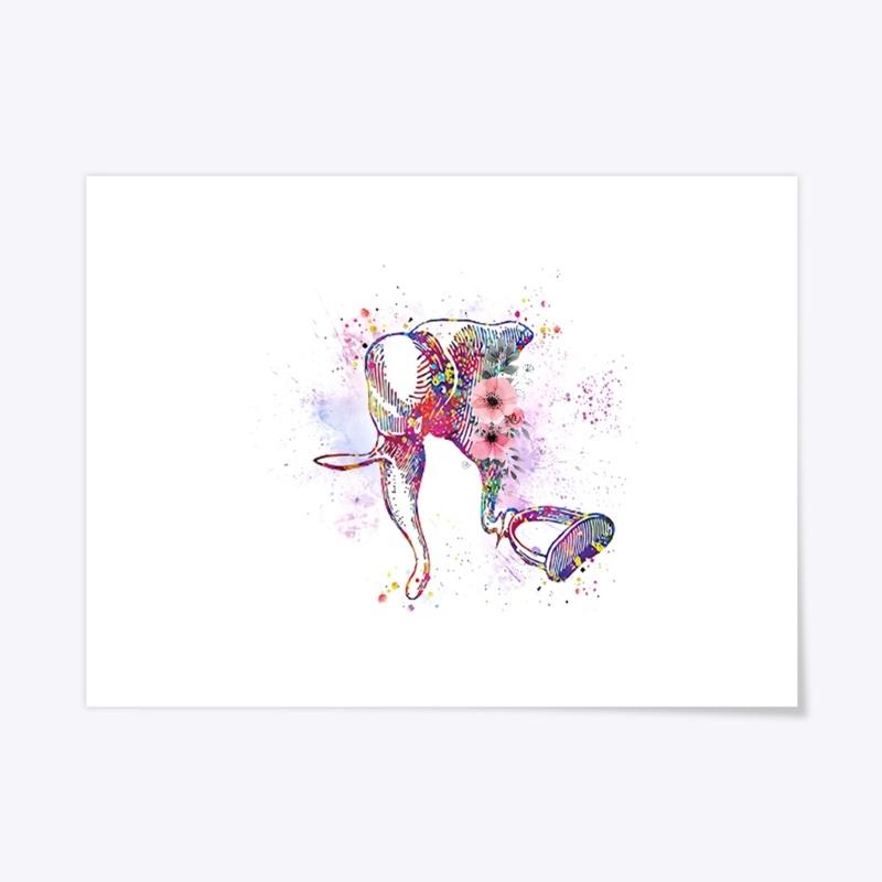 Floral middle ear ossicles watercolor